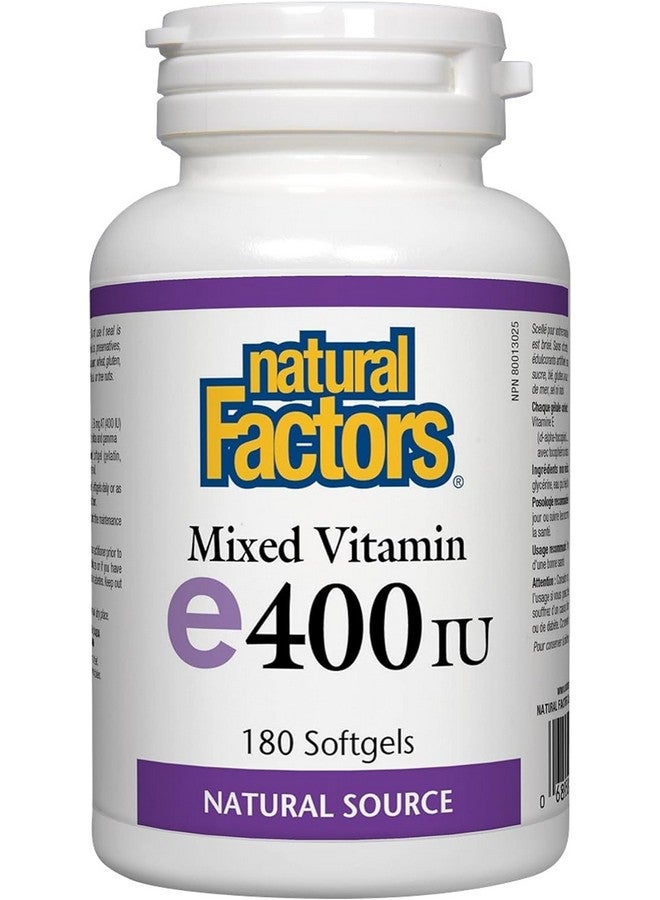 Natural Factors, Mixed Vitamin E 400 IU, Antioxidant Support for Cardiovascular and General Health, 180 softgels (180 servings)