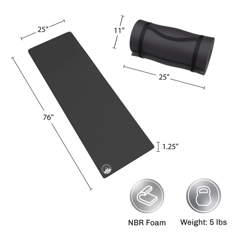 Wakeman Foam Sleeping Pad for Camping - 1.25-Inch-Thick Waterproof Sleep Pad with Carry Straps for Cots, Tents, or Sleepovers by Wakeman Outdoors (Black) - Image 2
