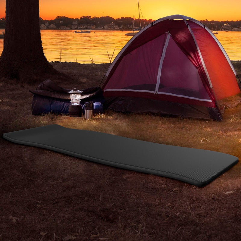 Wakeman Foam Sleeping Pad for Camping - 1.25-Inch-Thick Waterproof Sleep Pad with Carry Straps for Cots, Tents, or Sleepovers by Wakeman Outdoors (Black) - Image 4