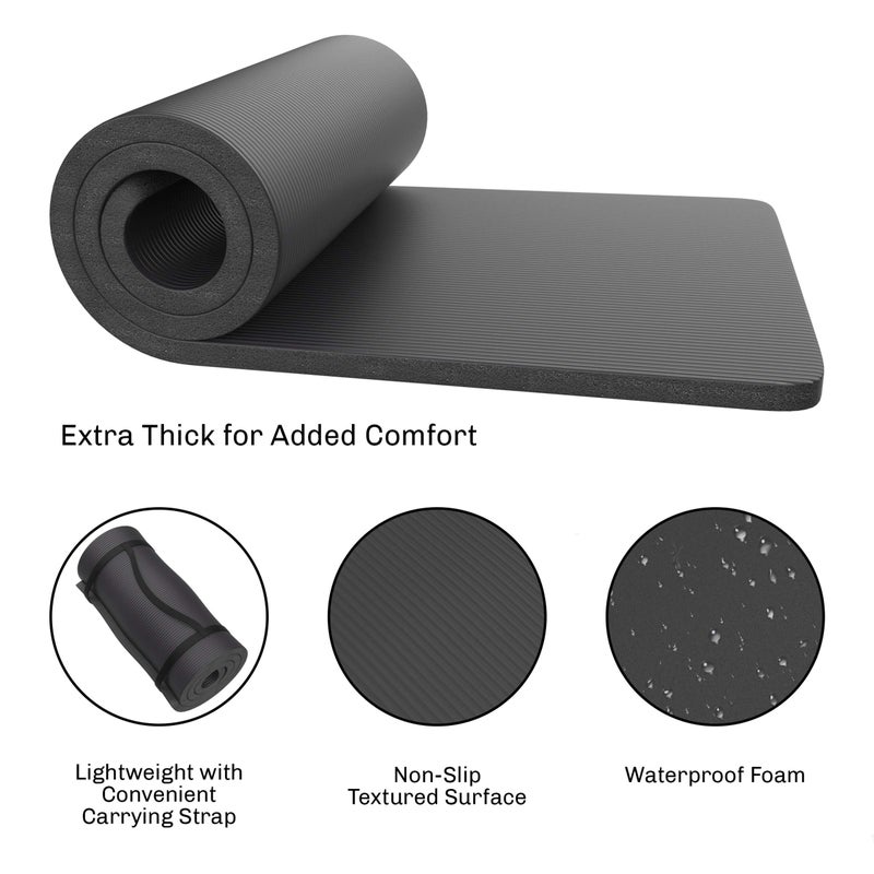 Wakeman Foam Sleeping Pad for Camping - 1.25-Inch-Thick Waterproof Sleep Pad with Carry Straps for Cots, Tents, or Sleepovers by Wakeman Outdoors (Black) - Image 3