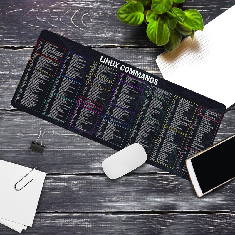 Designfullprint Linux Commands Long Mouse pad Linux Cheat Sheet Mouse Mat for Software Engineers Hackers and Programmers Software Mouse mat Computer mat Computer Accessories Gamer Mouse pad, Laptop Pad Mat - Image 5