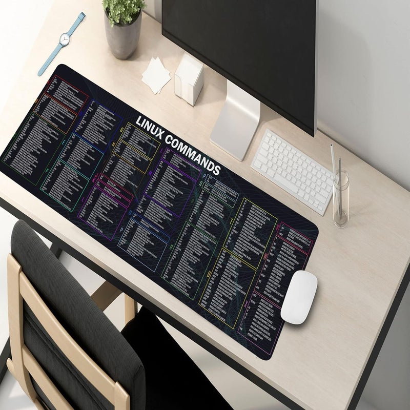 Designfullprint Linux Commands Long Mouse pad Linux Cheat Sheet Mouse Mat for Software Engineers Hackers and Programmers Software Mouse mat Computer mat Computer Accessories Gamer Mouse pad, Laptop Pad Mat - Image 3