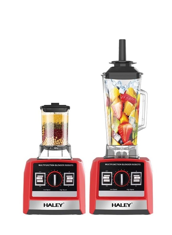 Haley خلاط هالي 2.5 لتر تجاري عالي الجودة بقوة 5500 وات، سيلفر كريست 2 في 1، عصارة، خلاط متعدد الوظائف، صانع عصائر، مطحنة، شفرات من الفولاذ المقاوم للصدأ، آمن للاستخدام في غسالة الأطباق - Image 1
