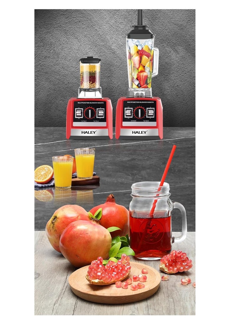 Haley خلاط هالي 2.5 لتر تجاري عالي الجودة بقوة 5500 وات، سيلفر كريست 2 في 1، عصارة، خلاط متعدد الوظائف، صانع عصائر، مطحنة، شفرات من الفولاذ المقاوم للصدأ، آمن للاستخدام في غسالة الأطباق - Image 2