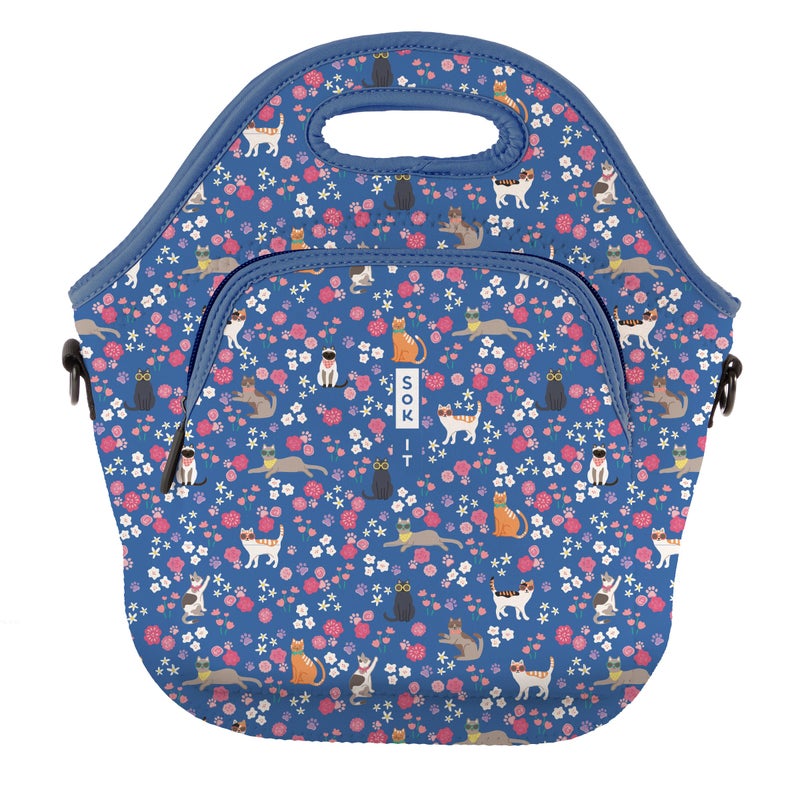 Sok It LunchTote Zippered Bag Insulated Neoprene Caddy (Purr-fection, X-Large 6.5 Quart Lunch Tote) - Image 1