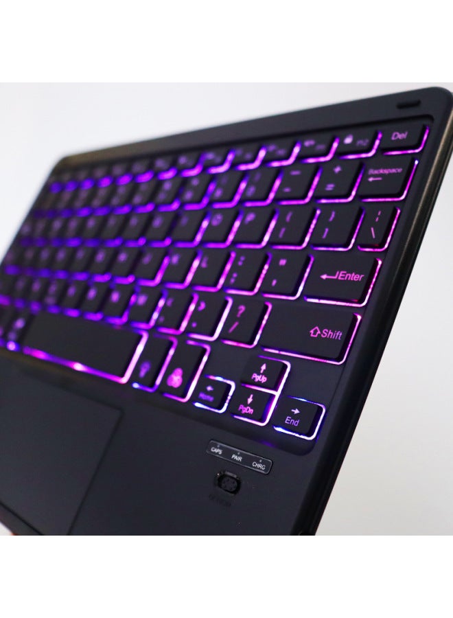 Miao Control Bluetooth Keyboard For Ipad Tablet Notebook Luminous RGB Keyboard Wireless Portable With Touchpad-Color:10 Inch White 【luminous】】-Product Type:Touch Square Keyboard - Image 3