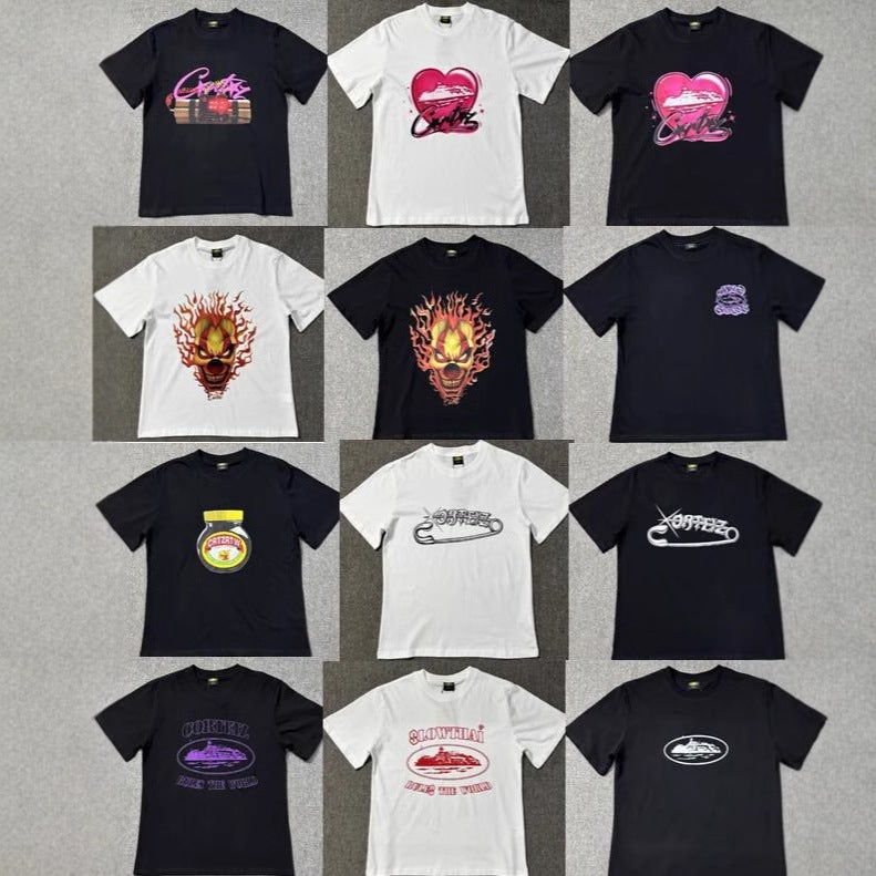 Series T-Shirts With Short Sleeves, Letter Logo Print, Unisex Double Yarn, Fashionable Casual Short Sleeves, Trendy - Image 2