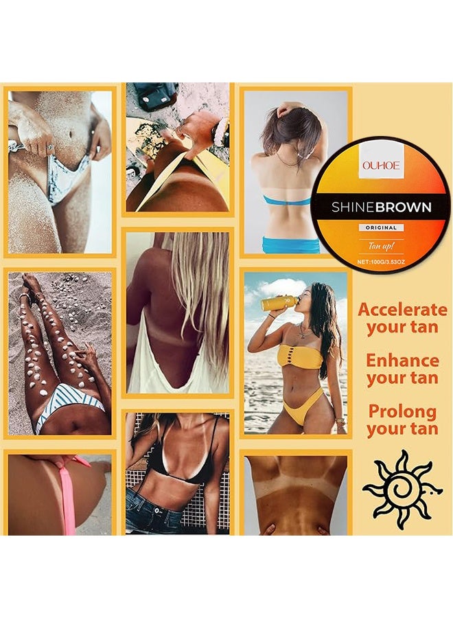 OUHOE Shinebrown Tan up!Accelerator For Sunbed, Tan Enhancers & Accelerators, Self-Tanning Soft Gel, Tanning Cream For Natural Brown, Tanning Moisturiser, Sun Bed Tanning Accelerator, High Moisturizing & Refreshing - Image 3