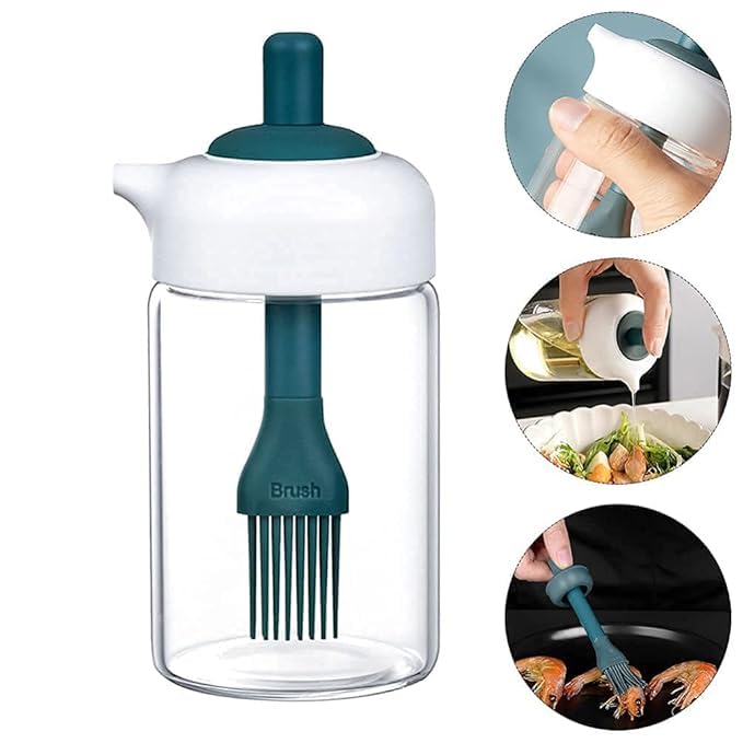 Simxen 250 Ml Oil Dispenser With Brush, Oil Containers For Kitchen, Oil Bottle For Kitchen, Oil Bottle With Brush, Oil Can For Cooking, Baking, Bbq, Marinating (Pack Of 1) - Image 3