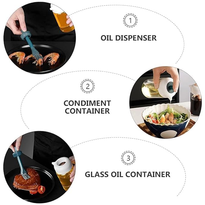 Simxen 250 Ml Oil Dispenser With Brush, Oil Containers For Kitchen, Oil Bottle For Kitchen, Oil Bottle With Brush, Oil Can For Cooking, Baking, Bbq, Marinating (Pack Of 1) - Image 4