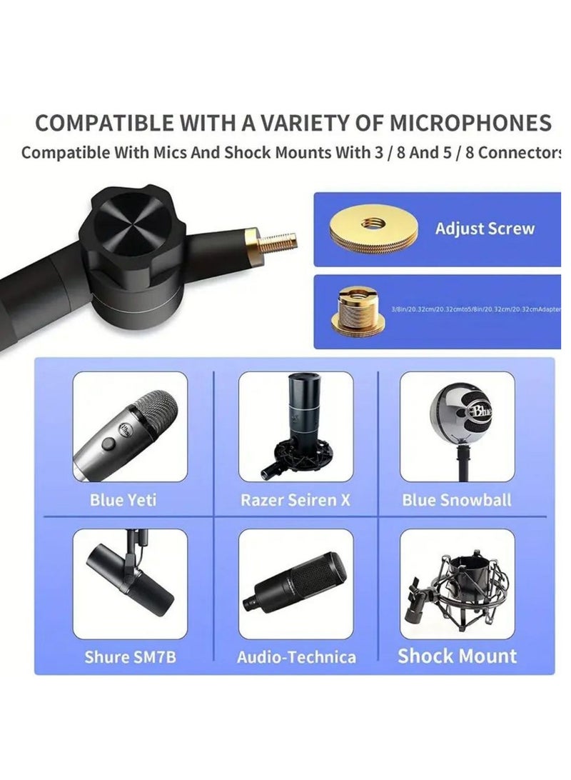 Microphone Boom Arm With Desk Mount 360° Rotatable Adjustable And Foldable Scissor Mounting For Podcast Video Gaming Radio And Studio Audio Sturdy And Universal  Elegance Model - Image 5