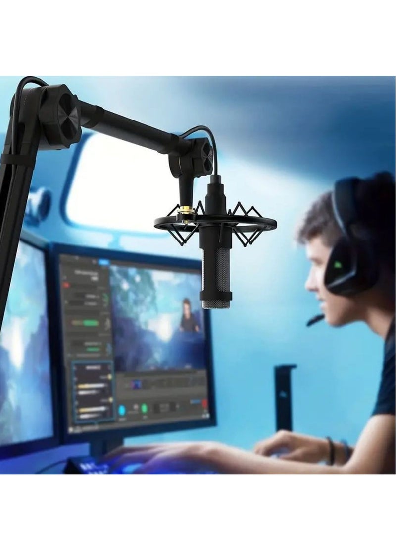 Microphone Boom Arm With Desk Mount 360° Rotatable Adjustable And Foldable Scissor Mounting For Podcast Video Gaming Radio And Studio Audio Sturdy And Universal  Elegance Model - Image 1