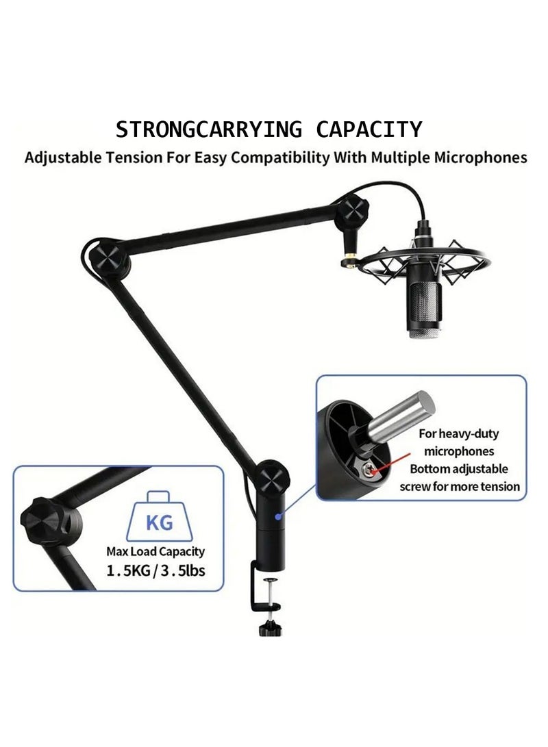 Microphone Boom Arm With Desk Mount 360° Rotatable Adjustable And Foldable Scissor Mounting For Podcast Video Gaming Radio And Studio Audio Sturdy And Universal  Elegance Model - Image 3