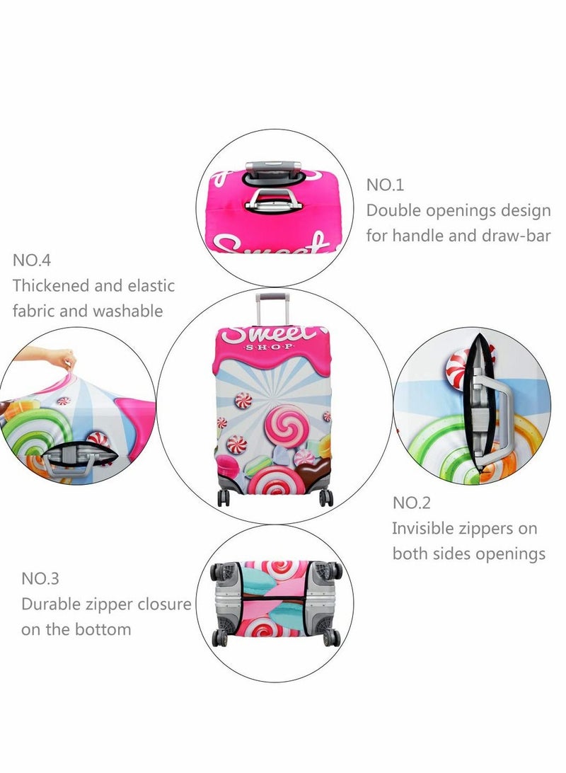 Excefore غطاء حقيبة السفر يناسب الأمتعة مقاس 26 بوصة - 28 بوصة، غطاء واقٍ قابل للغسل من مادة سباندكس المضادة للخدش، حلو - Image 4