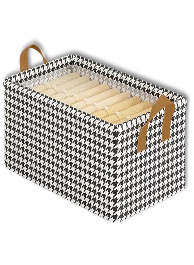 TRIVSY Wardrobe Organizer for Clothes with Metal Frame Rectangle Storage Baskets for Clothing Fabric Storage Box with Handles Shelf Basket for Storage Clothes Pants Jeans - Image 1