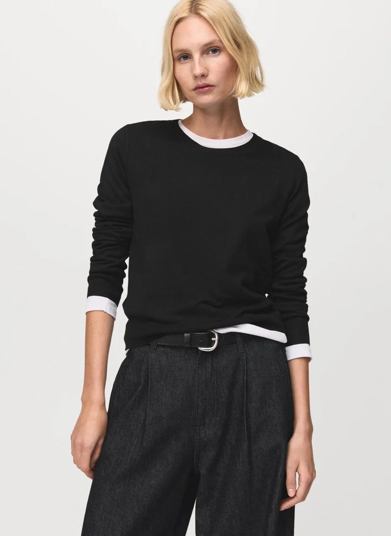 MANGO Fine-knit crew-neck sweater