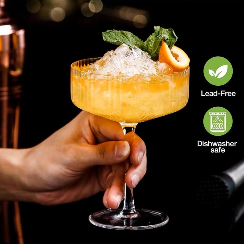 PrimeWorld Timeless European Hurricane Glasses Set of 4 Pcs Cocktail Glasse 200 ml, Ideal for Wine,Juice, Smoothies, Cocktail,Mocktail,Suitable for Home, Restaurants Unique Modern Design - Image 4