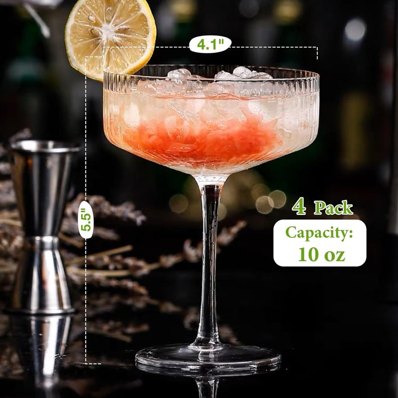 PrimeWorld Timeless European Hurricane Glasses Set of 4 Pcs Cocktail Glasse 200 ml, Ideal for Wine,Juice, Smoothies, Cocktail,Mocktail,Suitable for Home, Restaurants Unique Modern Design - Image 2