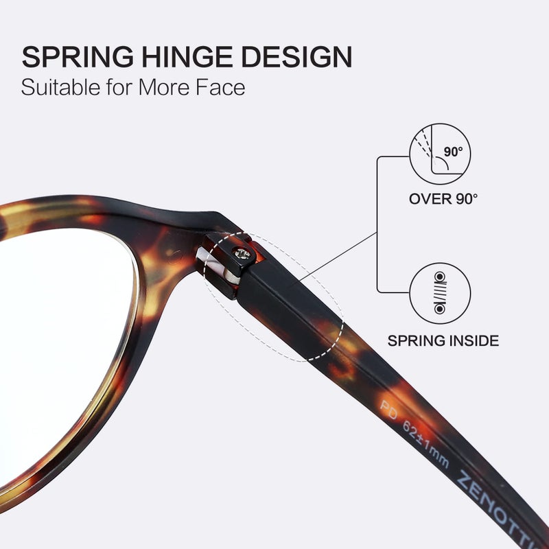 ZENOTTIC Reading Glasses Blue Light Blocking Round Glasses for Men Women Magnification 0.0 1.0 1.5 2.0 2.5 3.0 3.5 - Image 4