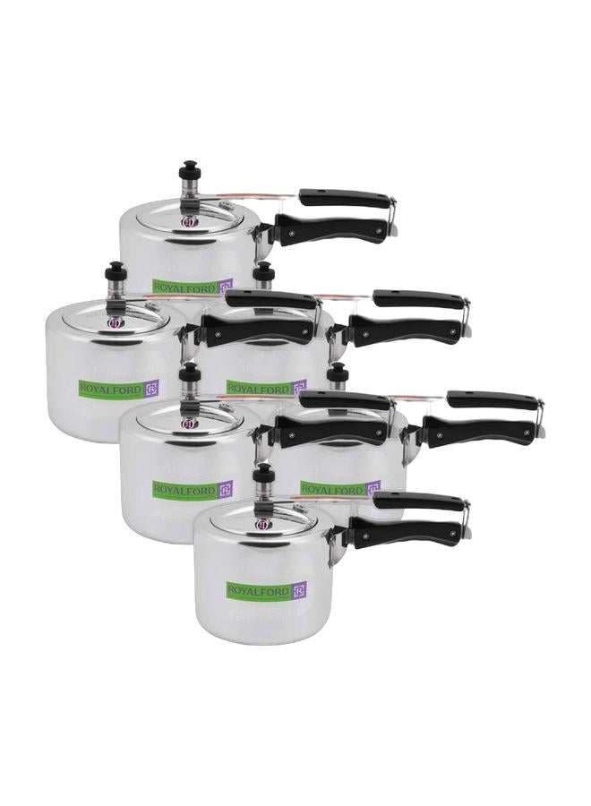رويال فورد طقم 6 قطع قدر ضغط من الألمنيوم سعة 3 لتر بغطاء داخلي، مزود بجلبة إضافية وصمام أمان مجاني، لون فضي 3.0 لتر - Image 1