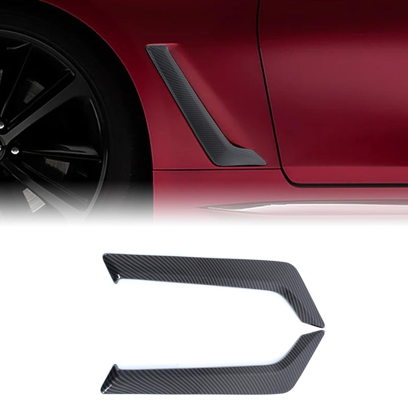 Front Fender Side Vent Garnish Trim Compatible with Infiniti Q60 Q60S 20152022 ABS Plastic Air Flow Intake Hole Grille Spoiler Auto Exterior Accessories Carbon Fiber Pattern