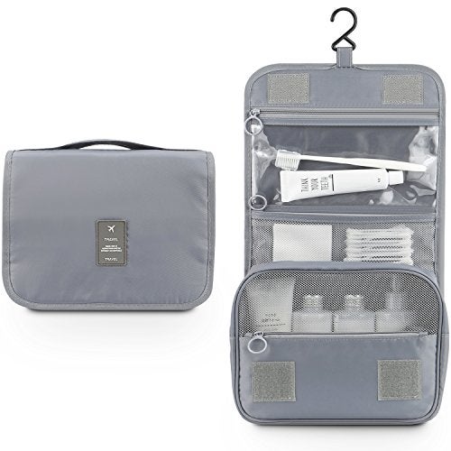 Mossio Hanging Toiletry Bag - Large Cosmetic Makeup Travel Organizer for Men & Women with Sturdy Hook (Grey) - Image 2