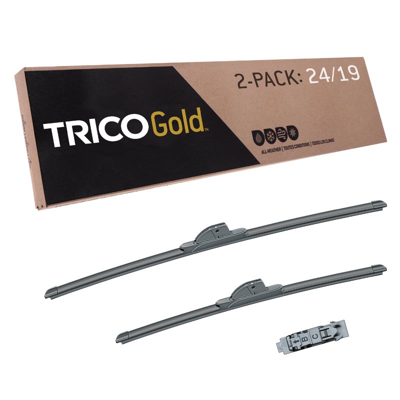 TRICO Gold 182419 24 19 Inch Pack of 2 Automotive Replacement Windshield Wiper Blades for My Car Super Premium All Weather Beam Blade for Select Vehicle Models