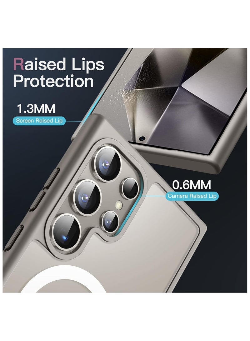 ACLIX Magnetic Case for Samsung Galaxy S25 Ultra 5G 6.9inch, Translucent Matte Back, Shockproof Magnetic Case Compatible with MagSafe, for Samsung Galaxy S25 Ultra (Natural Titanium) - Image 4