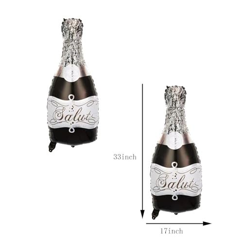 DYT 4PCS Black Champagne Bottle Mylar Balloons Salut Foil Aluminum Balloon Birthday Party Supplies Bab Shower Wedding Engagement Party Decorations - Image 5