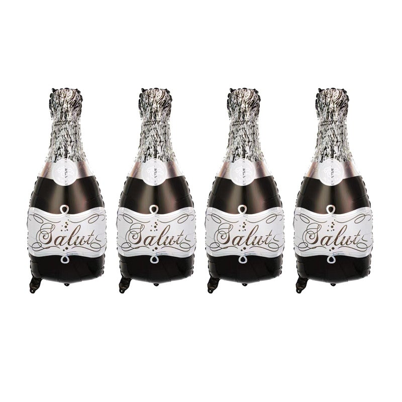 DYT 4PCS Black Champagne Bottle Mylar Balloons Salut Foil Aluminum Balloon Birthday Party Supplies Bab Shower Wedding Engagement Party Decorations - Image 3