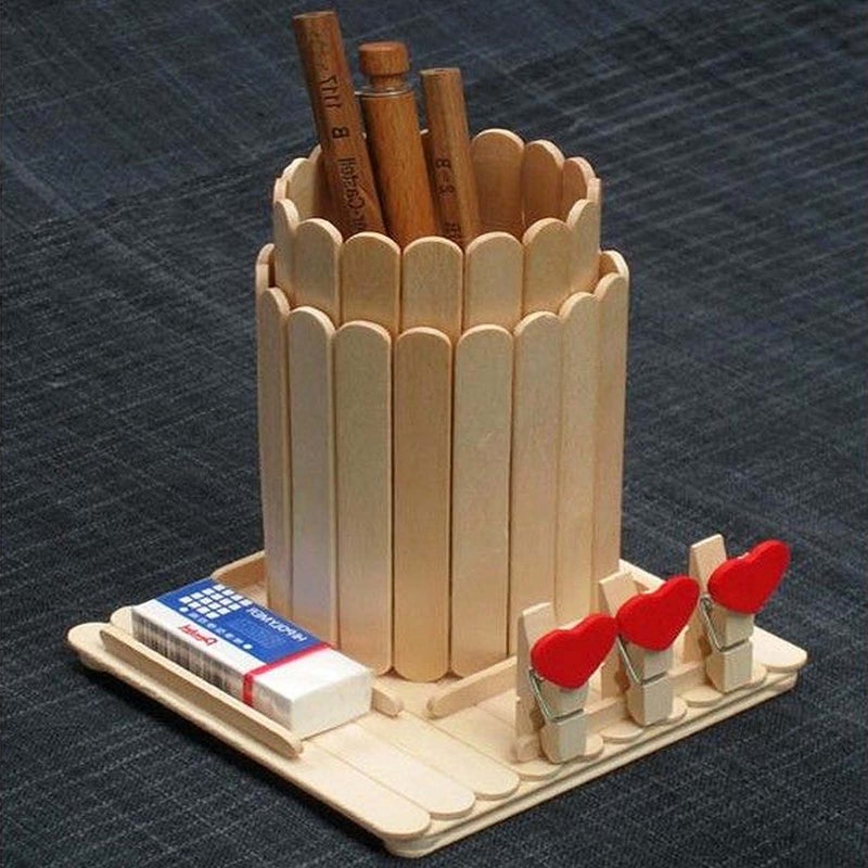 Amigozz Natural Wooden Plain Ice Cream Sticks Popsicle Sticks 50 Pcs - Image 3