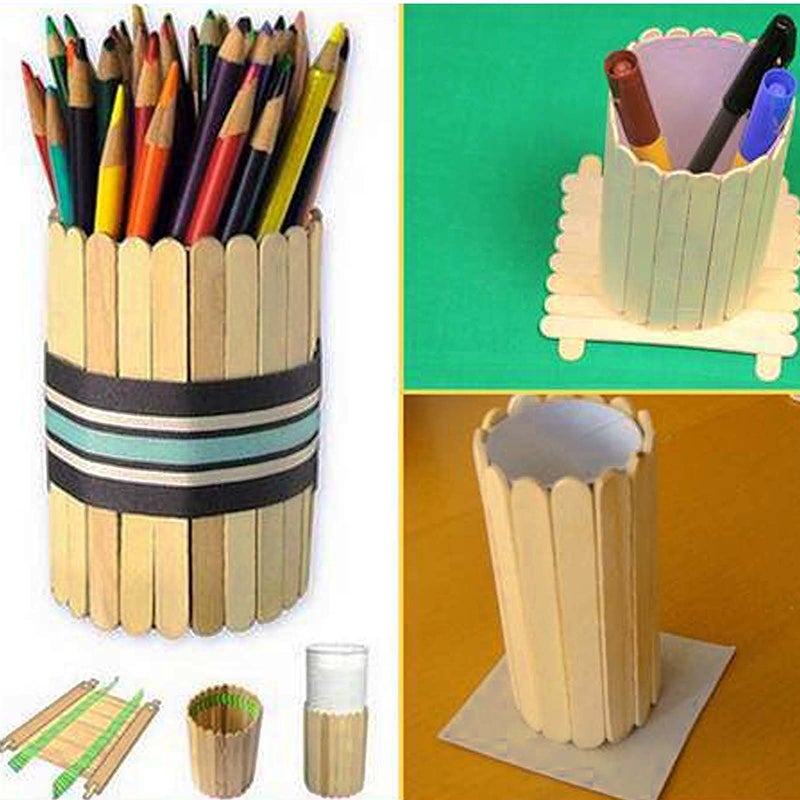 Amigozz Natural Wooden Plain Ice Cream Sticks Popsicle Sticks 50 Pcs - Image 2