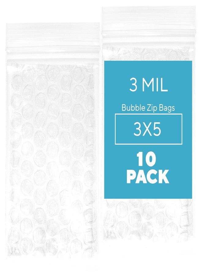 GPI POLY GPI - 10 Count, 3" x 5" Reclosable Bubble Zip Bags, 3 Mil Thick, Resealable, Protective Bubble Pouch, Double Sided Cushion Wrap Bags for Storage Packaging & Shipping Fragile Components. - Image 1
