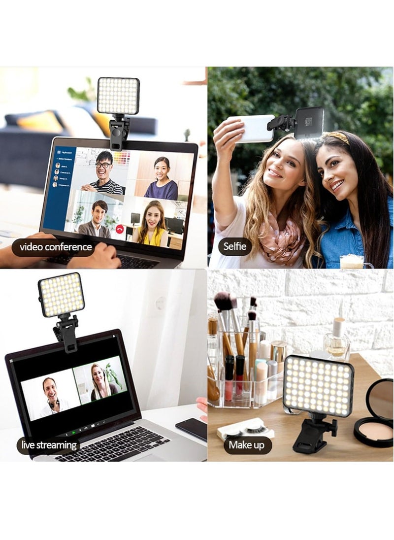 80 LED High Power Rechargeable Clip Fill Video Light Adjustable Multiple Lighting Modes for Phone iPhone and Android and iPad and Laptop and Camera for Video Conference and Vlog and Makeup and Selfie
