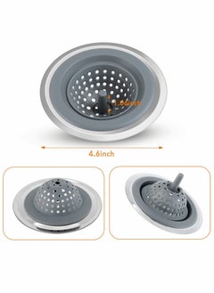 KASTWAVE 2 Pack, Kitchen Sink Strainer Silicone Sink Stopper for Kitchen Sink 4.5'' Kitchen Sink Sewer Sink Garbage Filter Deodorant Floor Drain Anti-clogging Silicone Floor Drain (Black + Gray)  - Image 2