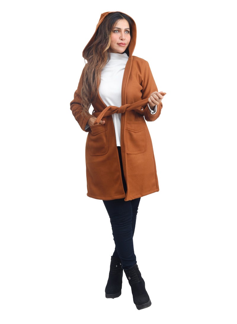 Women's Medium Belt Hooded Cardigan  - Image 1