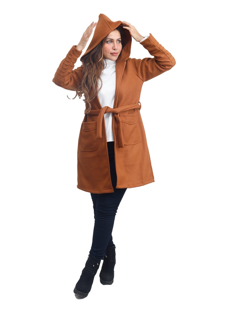 Women's Medium Belt Hooded Cardigan  - Image 2