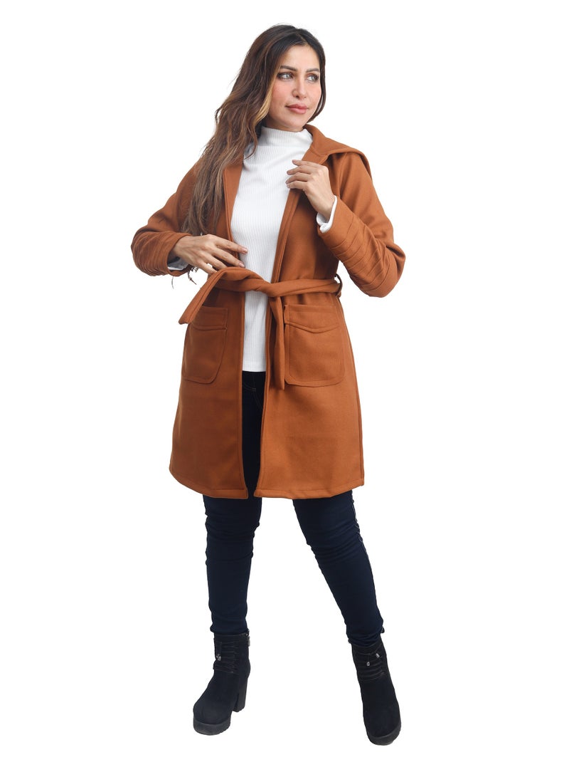 Women's Medium Belt Hooded Cardigan  - Image 3