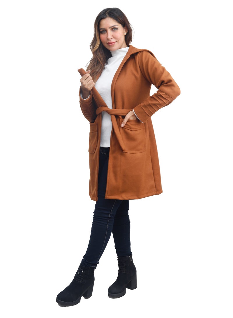 Women's Medium Belt Hooded Cardigan  - Image 4