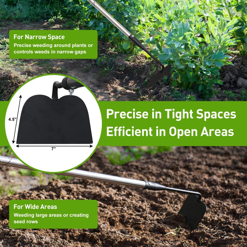 Lilyvane Garden Hoe for Weeding, Heavy Duty Draw Hoe Garden Tool for Plowing,Cultivating,Trenching, Ridging,Tilling Loosening Soil,Scraping Weeder with 60â€ Handle for Stand Gardening, Reduce Back Strain - Image 3