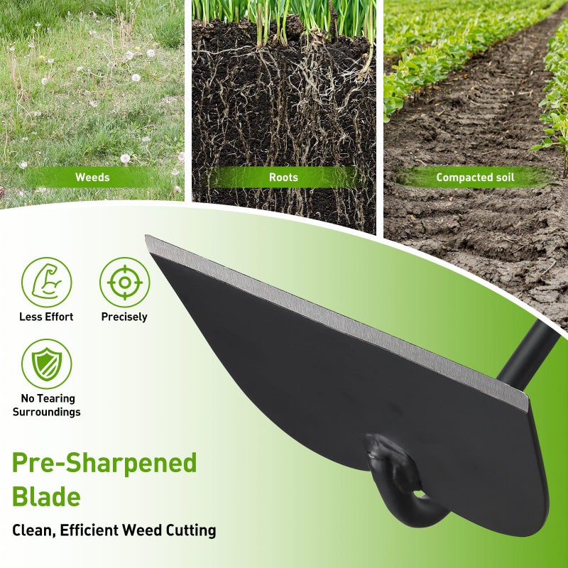 Lilyvane Garden Hoe for Weeding, Heavy Duty Draw Hoe Garden Tool for Plowing,Cultivating,Trenching, Ridging,Tilling Loosening Soil,Scraping Weeder with 60â€ Handle for Stand Gardening, Reduce Back Strain - Image 2
