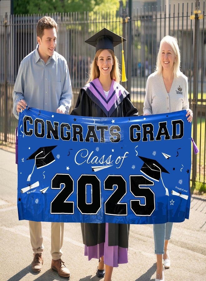 STARSIDE 2025 Graduation Party Plastic Backdrop 65" x 32.7",Blue - Image 5
