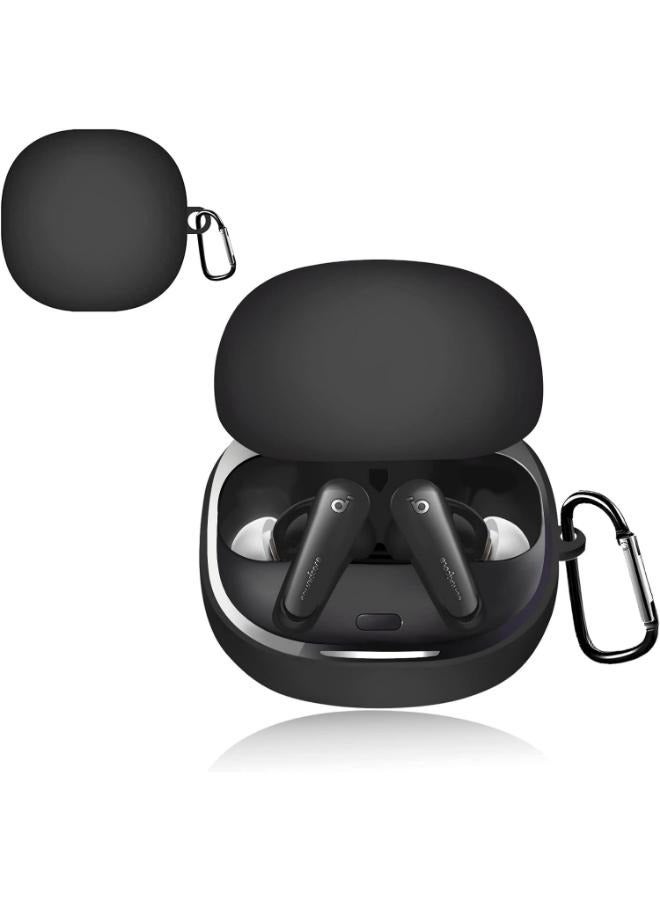 Protective Case Compatible with Anker Soundcore Liberty 4 Shockproof Full Protective Skin Case Silicone material Protective Cover with Carabiner (Black) - Image 1