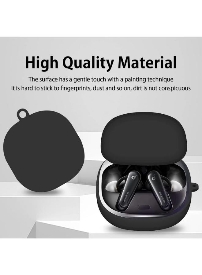 Protective Case Compatible with Anker Soundcore Liberty 4 Shockproof Full Protective Skin Case Silicone material Protective Cover with Carabiner (Black) - Image 3