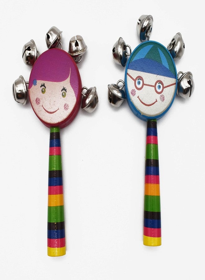 Justhandmade Wooden Ghirgitley (Round) Bell Toy for Kids (Green Violet) - Image 1