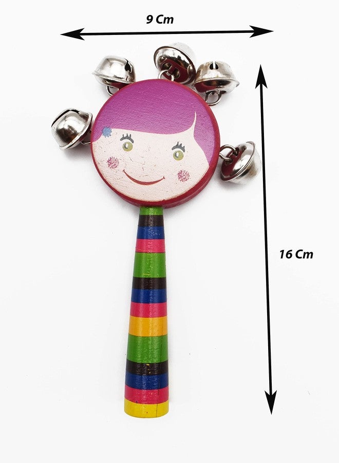 Justhandmade Wooden Ghirgitley (Round) Bell Toy for Kids (Green Violet) - Image 4