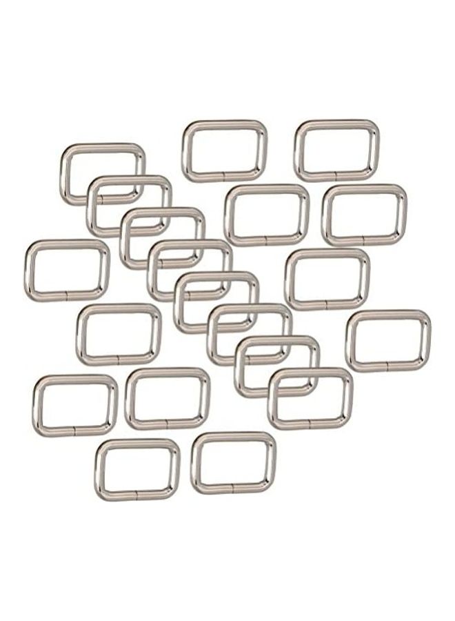 Pack Of 20 Rectangle Metal D Ring Silver