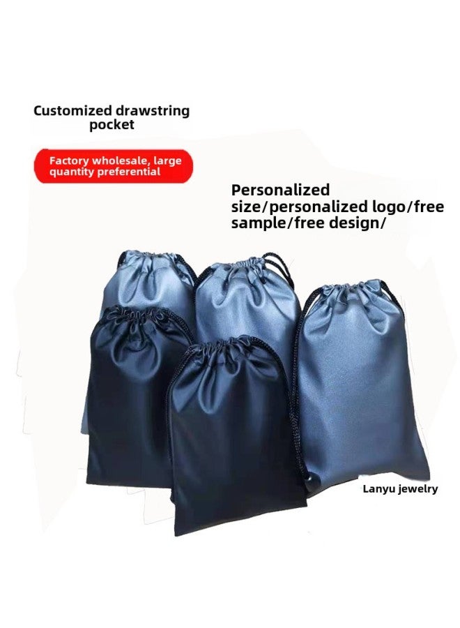 Earphone Protection Bag Mobile Phone Charging Treasure Storage Bag Bunched Flannel Bag Drawstring Gift Bag-Color:Grey-Dimensions:10*20  - Image 2