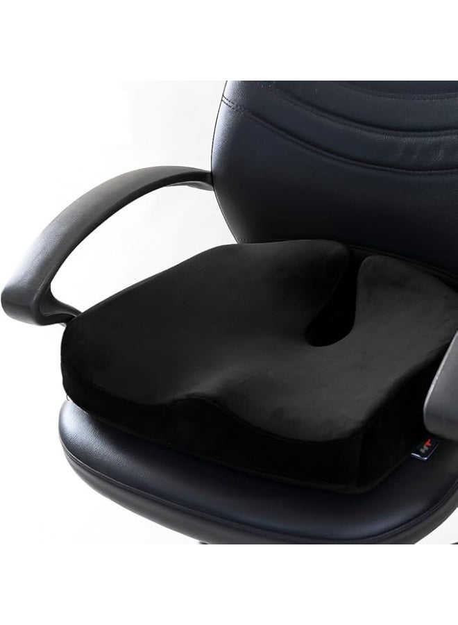 HT High-density memory foam medical seat cushion provides healthy support when sitting, reduces coccyx and fistula pain, and helps speed up recovery after surgery. Luxurious velvet cover is soft, easy to remove and wash for comfort and daily use. - Image 1