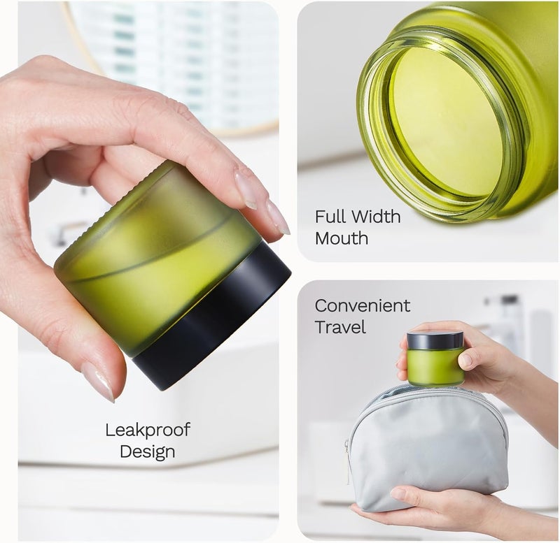 Bumobum 2 oz Small Glass Jars with Lids, Bumobum 48 pack Round Green Glass Candle Jars with Black Lids, White Labels & Inner Liners, Empty Cosmetic Containers for Cream, Lotion, Slime, Ointment - Image 4